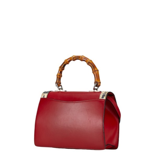 GUCCI Bamboo Lilith Coral Snake Handbag Shoulder Bag 453751 Red Leather - Picture 2 of 7